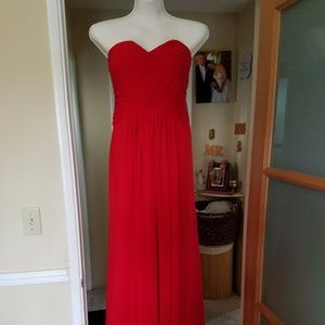 Red Sweetheart Sleeveless Chiffon Evening Gown